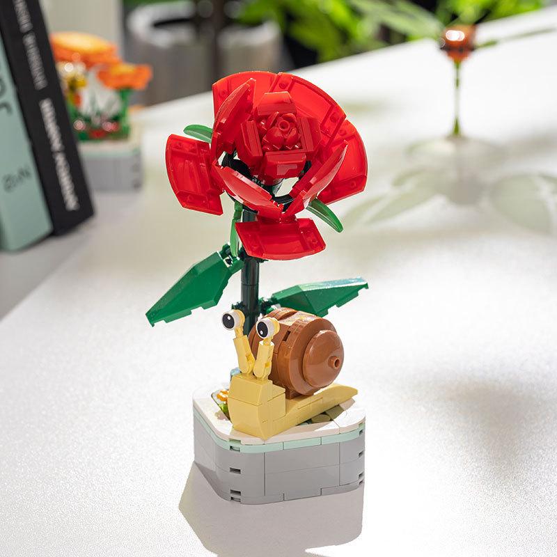 Совместимые с Lego Строительные блоки «Насекомые и животные»: Развивающая игрушка для сборки цветов и праздничный подарок для настольных украшений детей