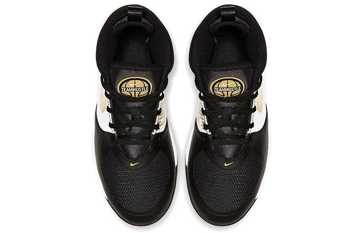 Nike Детские баскетбольные кроссовки Team Hustle D 9 Mid top Черно-бело-золотые AQ4224-004