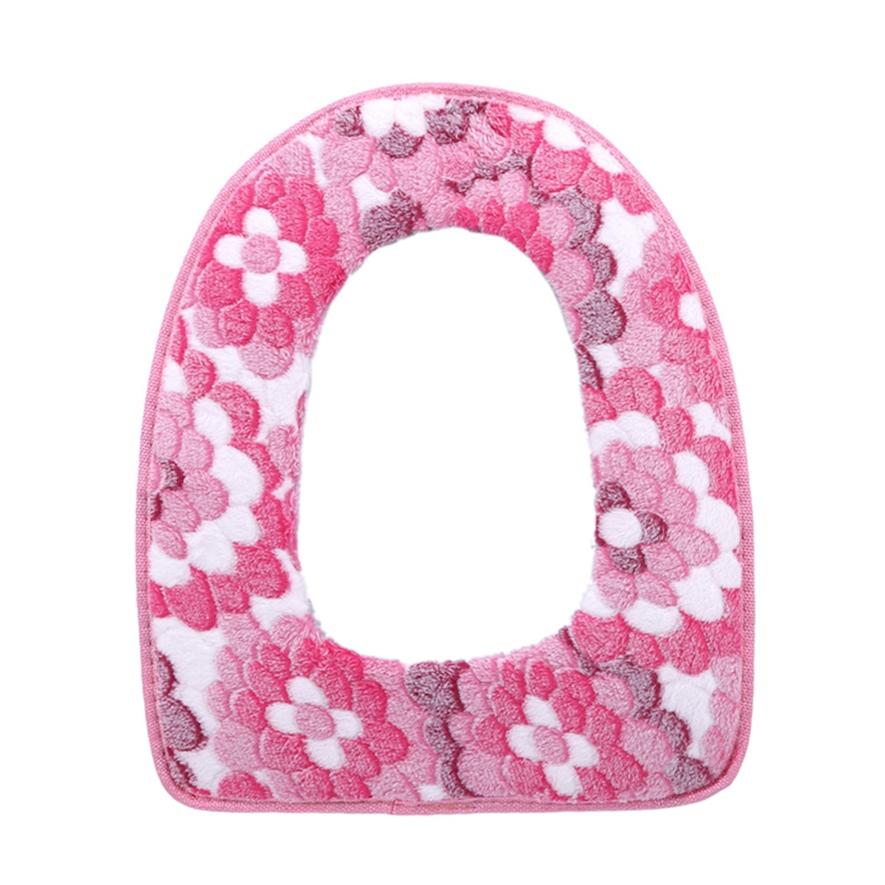 Водонепроницаемая универсальная бархатная подушка для унитаза с большим цветком, коралловая подушка на липучке, бытовое сиденье для унитаза