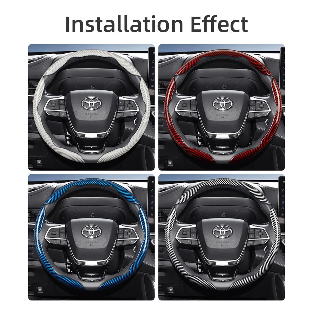 Suitable for Toyota Carbon Fiber Texture Steering Wheel Cover with Segmented Quick-Release Design, Durable, for Rav4 Hilux Camry, Yaris Corolla Cross