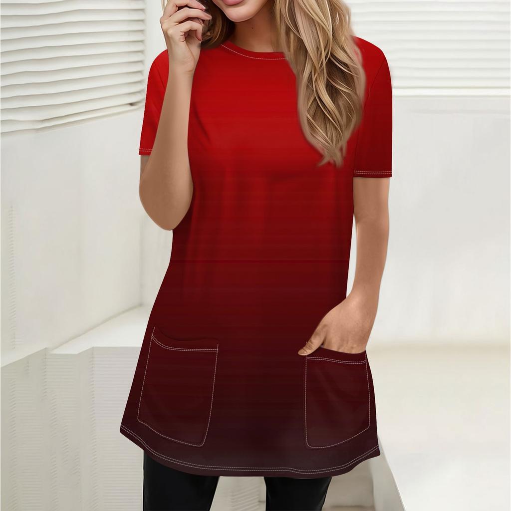 Жен. Футболка Футболка С принтом С короткими рукавами Повседневные Выходные Мода Классический Круглый вырез Карманы Обычный Топ