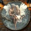 Металлическое Настенное Искусство Сказочный Цветочный Венок Ретро Картина с Парой Алюминиевый Декор 2D Круглая Сцена Леса Подвесная