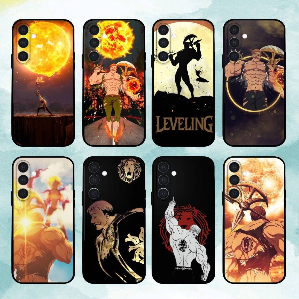 Мультяшный чехол для телефона E-Escanor Sun для Samsung A73,72,71,A52,51,40,41,A22,A32,31,A13, Мягкий черный корпус