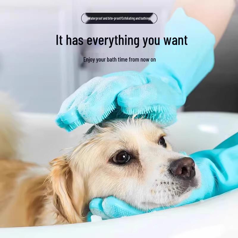 Pet Bathing Gloves: Anti-Scratch, Bite-Resistant Scrubbing & Hair Removal for Dogs & Cats