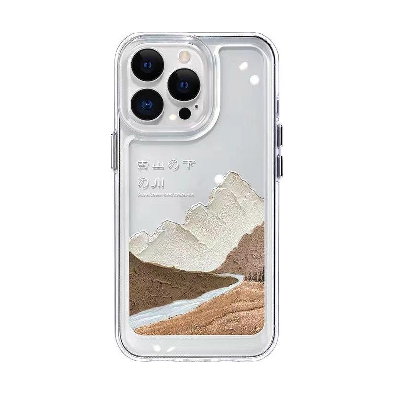 Для iPhone 16 Promax Цветная Горная Вершина Снежная Гора Ледник Космос для Apple 17 Чехол для Телефона для 15/14 Цветная Живопись