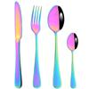 4 шт., набор столовых приборов, красочная посуда, столовые приборы из нержавеющей стали, обеденный нож, вилки, ложка, чайная ложка, столовое серебро, набор кухонной посуды