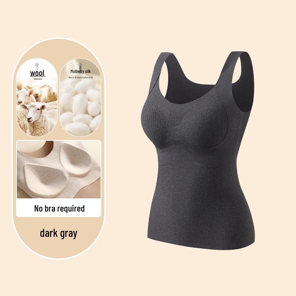 Сохраняй тепло 033: Женский жилет из тутового шелка и кашемира с самоподогревом – прилегающий базовый слой для осени/зимы