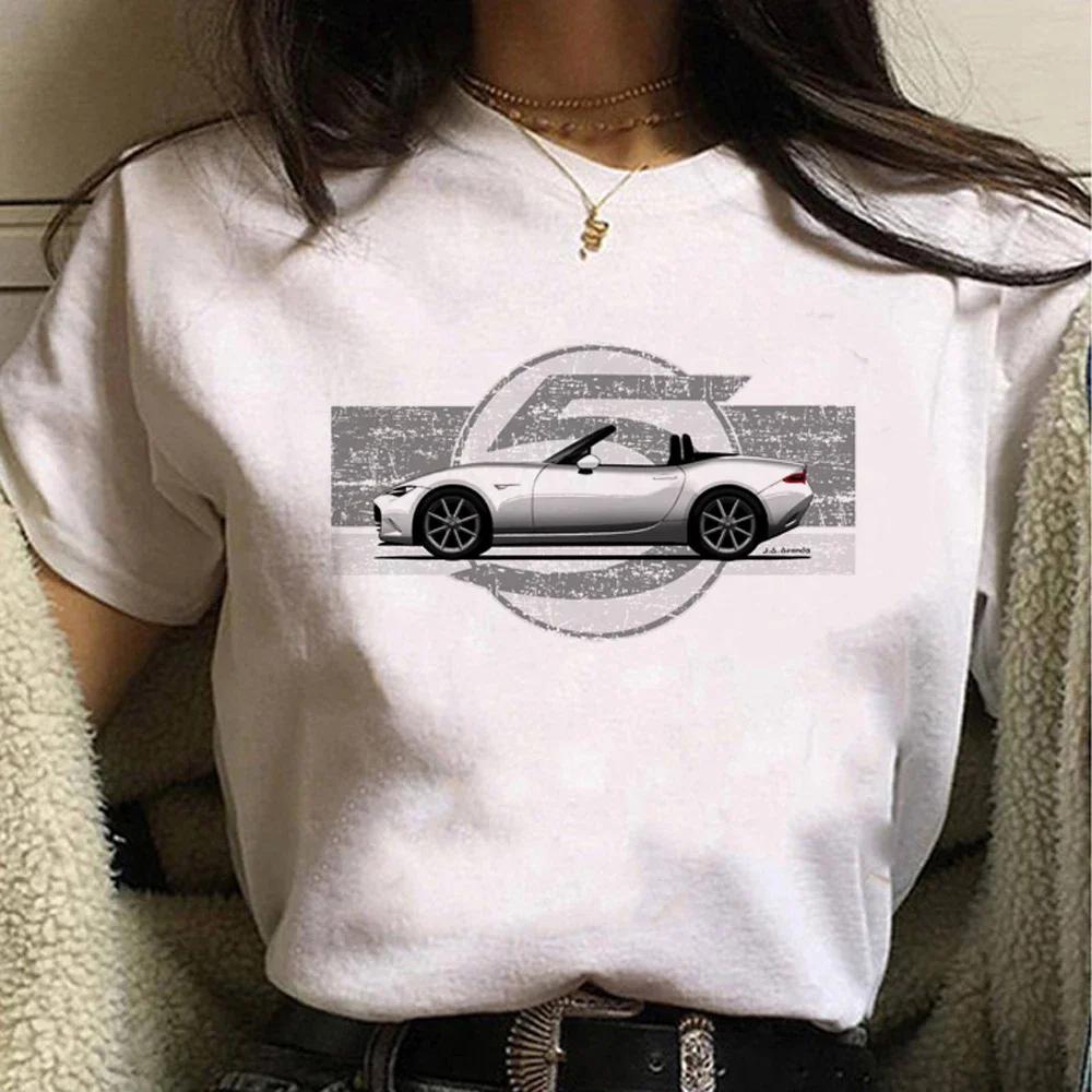 Женская футболка с графическим принтом Miata, летняя повседневная, с короткими рукавами, в стиле Харадзюку, уличная одежда, милая мультяшная одежда, футболка