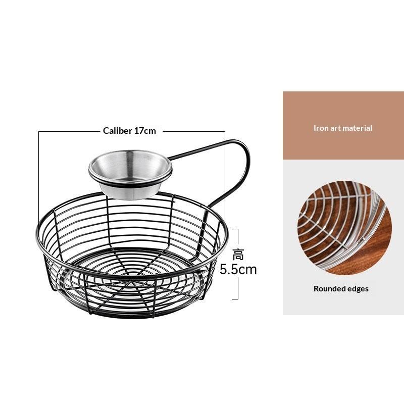 Creative Snack Basket Organizer with Hanging Sauce Cup for Stainless Steel Display