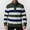 Men Knitted Sweater Color Block Zippered Half Turtleneck Pullover Tops Long Sleeve Half-Zipper Casual Pullover Tops
