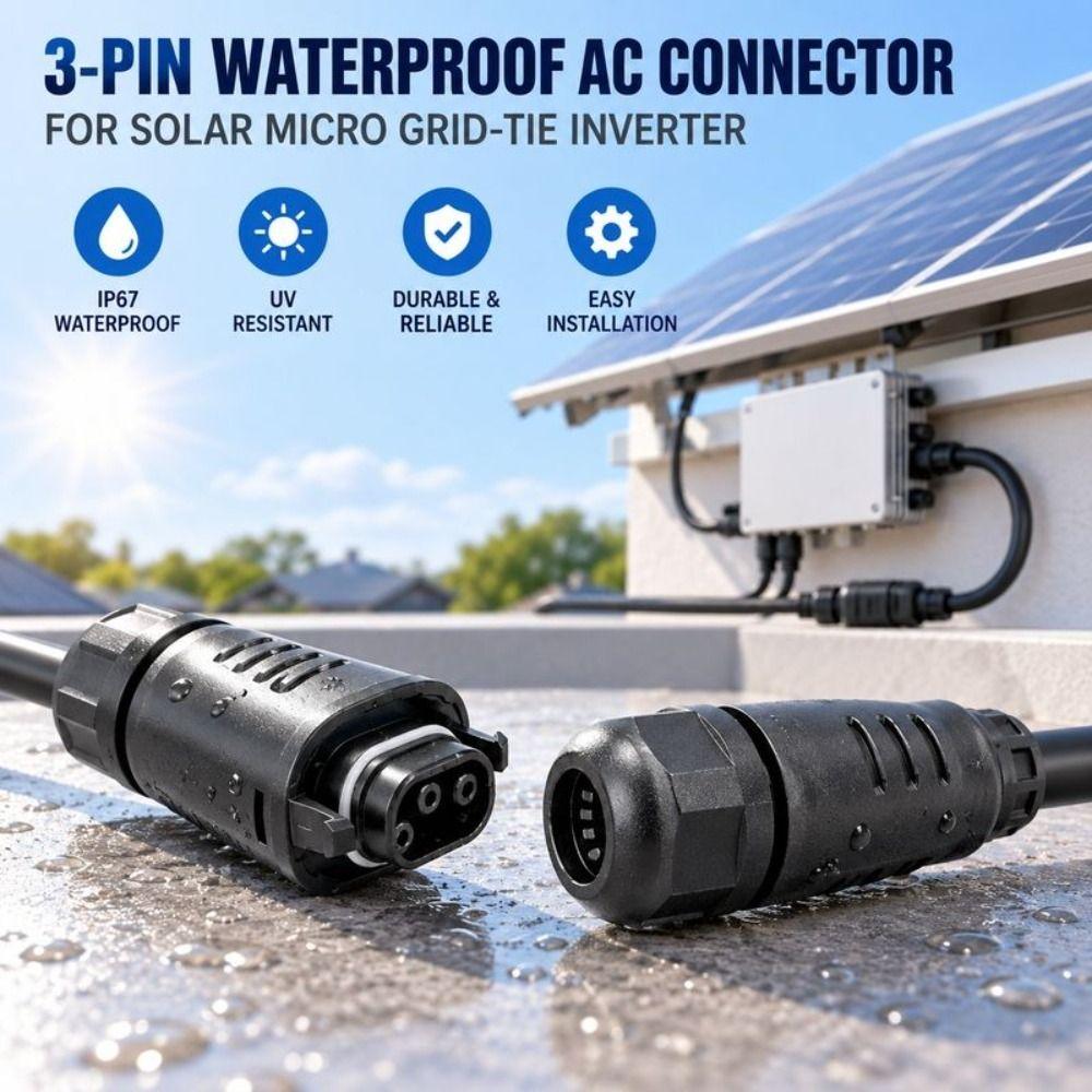 3Pin Photovoltaic Connector Waterproof Microinverter Adapter Field Connector Photovoltaic Systems