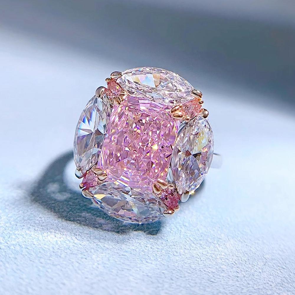 Модное 18-каратное белое золото сияющей огранки 8*10 мм сапфир граненый драгоценный камень кольцо обручальный подарок ювелирные изделия из стерлингового серебра 925 пробы