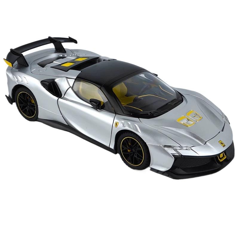 1/24 Ferrari SF90XX SF90 Модель спортивного автомобиля из сплава Литые под давлением Металлические Гоночные Суперкары Модель автомобиля Симуляция Звук Свет Детская игрушка Подарок