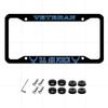 2 Pcs License Plate Frame for U.S. Army Veteran Black Matte Aluminum Car Plate Cover Holders with Screw Caps