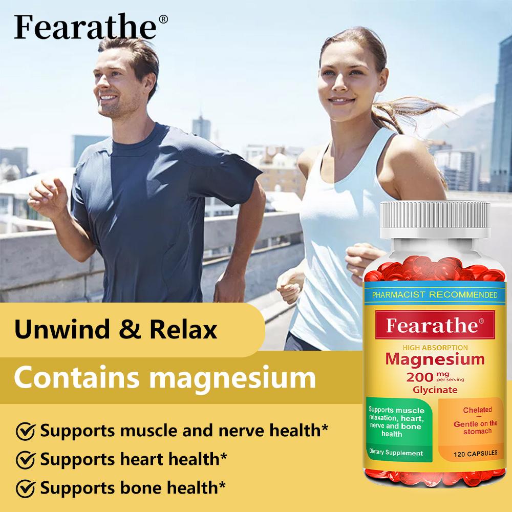 Magnesium glycine, 200 mg per serving, beneficial for bone and teeth health, 120 capsules
