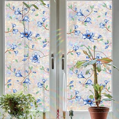 Радужная оконная пленка для конфиденциальности, цветочная статическая наклейка, стеклянные наклейки с радужным эффектом