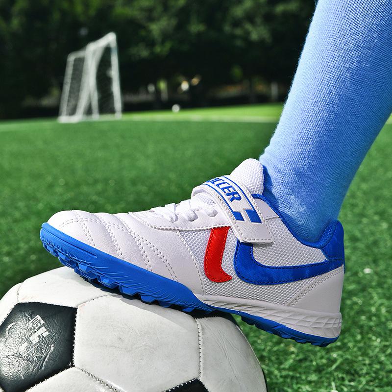 New Football Shoes Men and Women Children Velcro TF Broken Nails Young Students Grass Flat Training Shoes