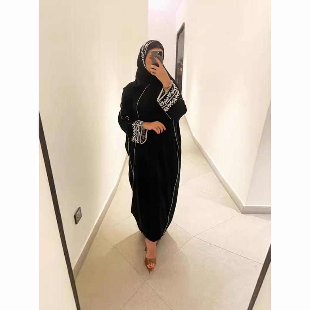 Модная классическая вышитая абайя хиджаб платье кимоно пальто верхняя одежда женская с длинным рукавом свободная арабская мусульманская Дубай марокканская