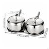 2 Pieces Stainless Steel Condiment Pot Set with Tray Multipurpose