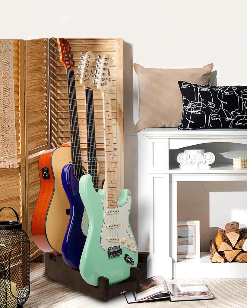 STRICH Деревянная гитара 3 Гитарная передняя Экономия места Напольная гитарная стойка для электрогитары 1 Стойка, Стойка, Дисплей, Стойка, Для нескольких гитар Дом, Студия, Сцена,