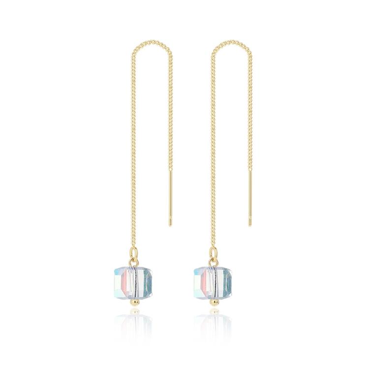 E2210-4 Crystal Long Ear Wire Women Simple Earrings