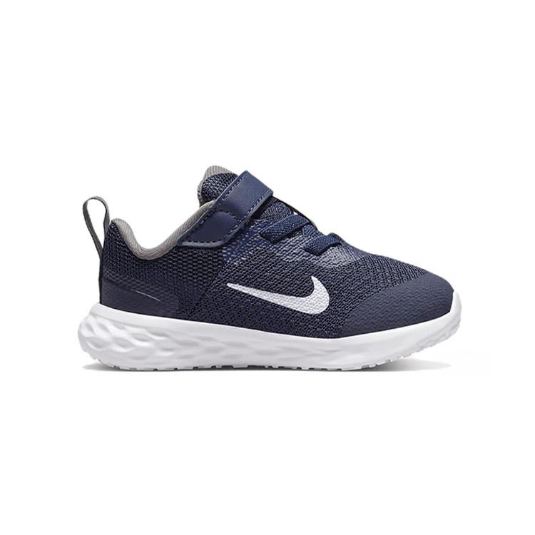 Nike REVOLUTION 6 Обувь для малышей из перерабатываемых материалов, нескользящая подошва, устойчивая к истиранию, низкая посадка, сине-белый DD1094-400