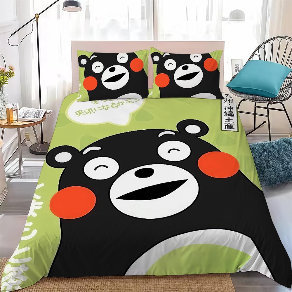 Милый набор пододеяльников Kumamon Домашний стиль Постельное белье Мягкий Стирка Хлопок Кровать 3-предметный набор Студенческое общежитие Подарок