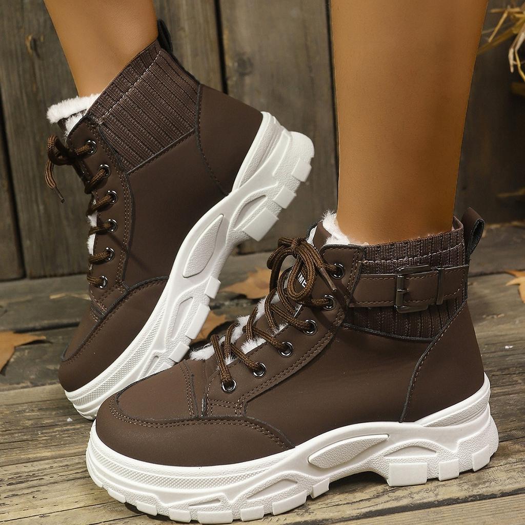 Ladies, Suede Shoes, Lace Up Shoes, Thick Soled Shoes, Snow Boots, Warm Shoes, Thick Shoes, Comfortable, Casual Shoes, Short Boots