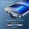 Metal Magnetic Case For iPhone 17 Pro 16 15 14 13 Mini 12 11 Pro Max Plus 16E Lens Protection Double Sided Glass Snap Lock Cover