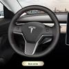 Ручная стежка, чехол на руль из натуральной кожи Tesla для моделей 3/Y/X/S - Полное покрытие, противоскользящий захват.