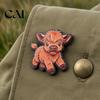Scarves Accessory Cartoon Highland Cow Brooch Pin, Animal Shape Metal Lapel Zinc Alloy Pins Sweater Cardigan Coat Suit Scarf Decor, Men Women
