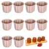 10-Piece Carbon Steel Cake and Canelé Molds, Kitchen Baking Tools, Small Pastry Molds (Gold)