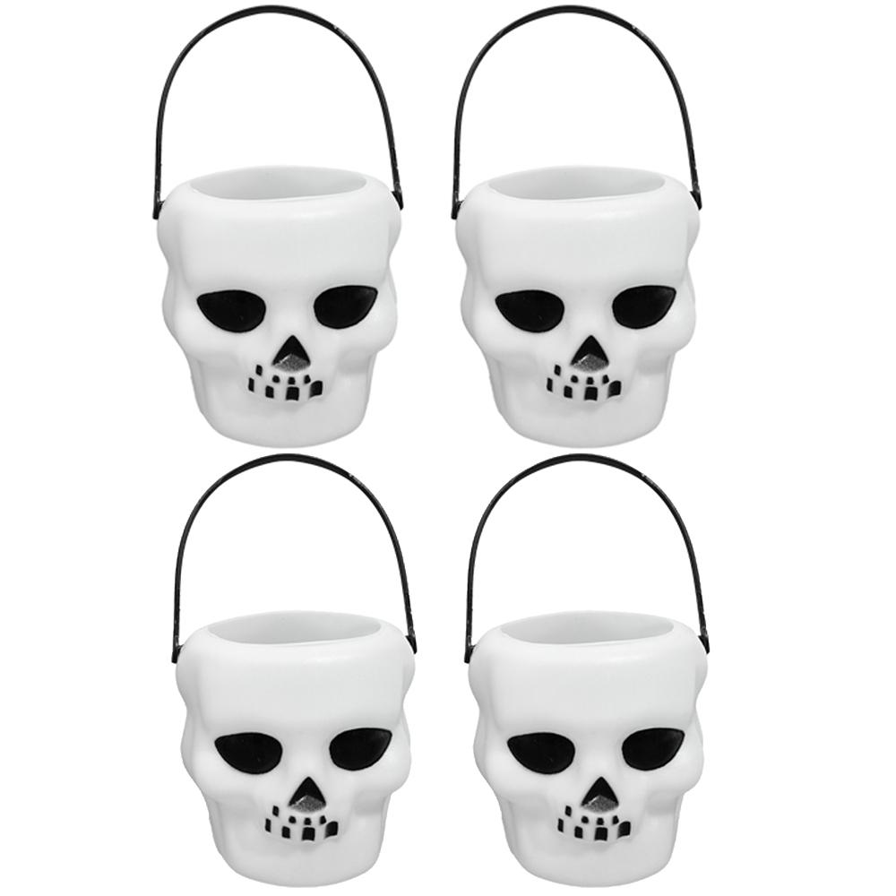 Halloween Candy Bucket Pot Plastic Witch Skeleton Cauldron Holder Home Party Decoration Props Kettle Skull Mini Buckets Kids Toy