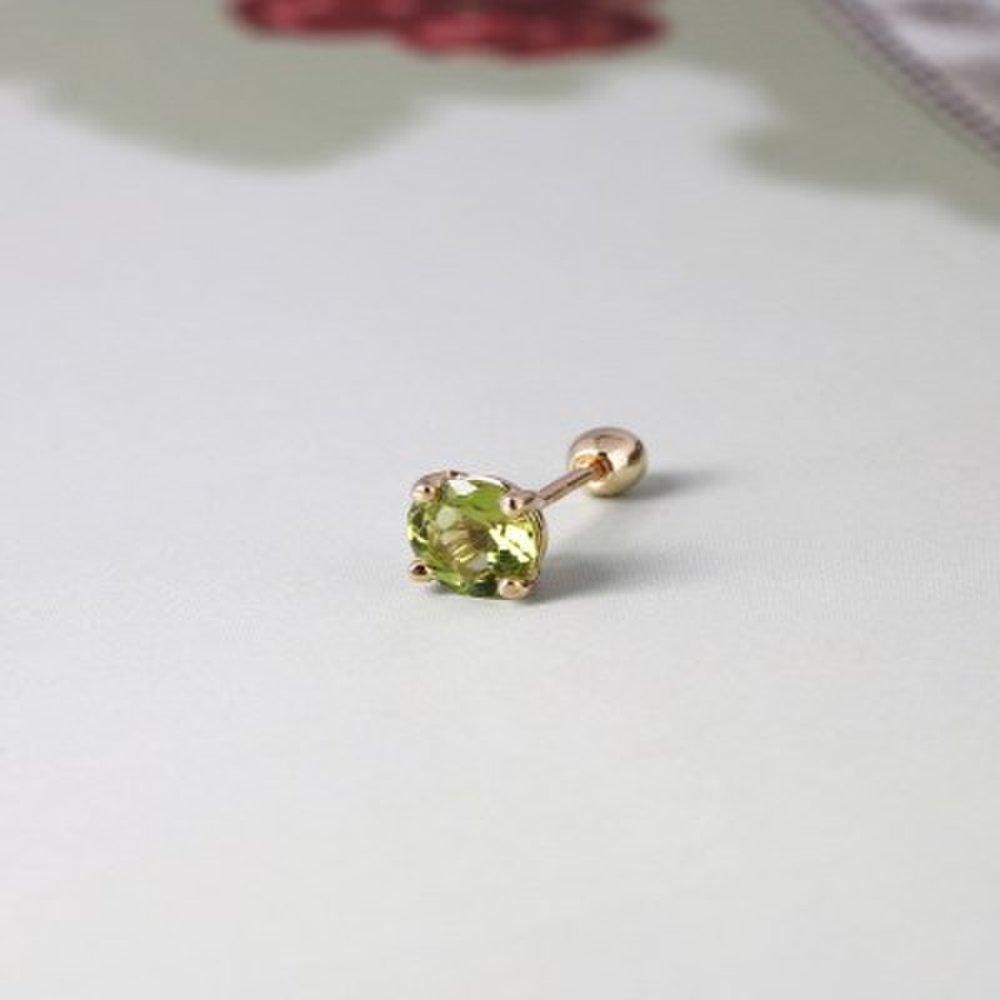 14K Peridot Birthstone Earrings_5.0mm