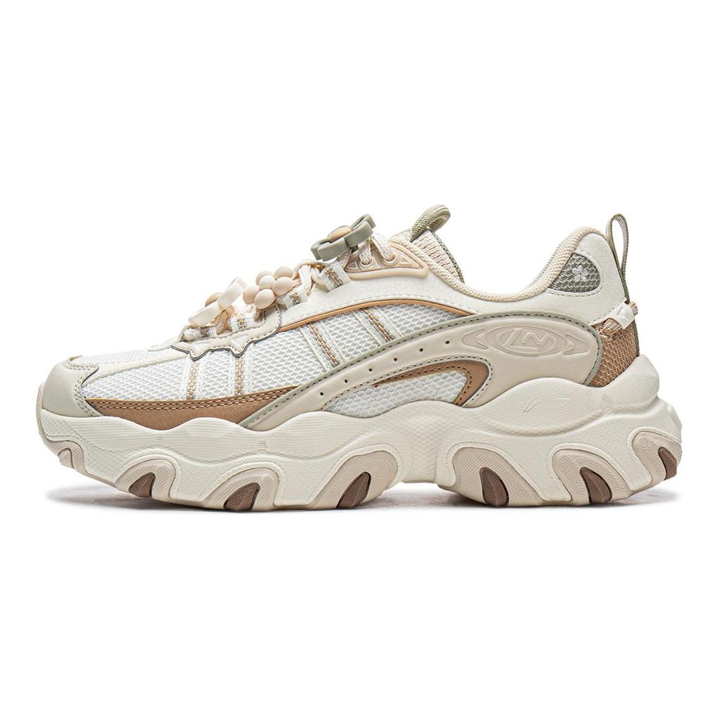 Li Ning Cat Paw Lite3 Нескользящие, износостойкие, дышащие, легкие низкие массивные кроссовки Женские цвет экрю AGCW004-1