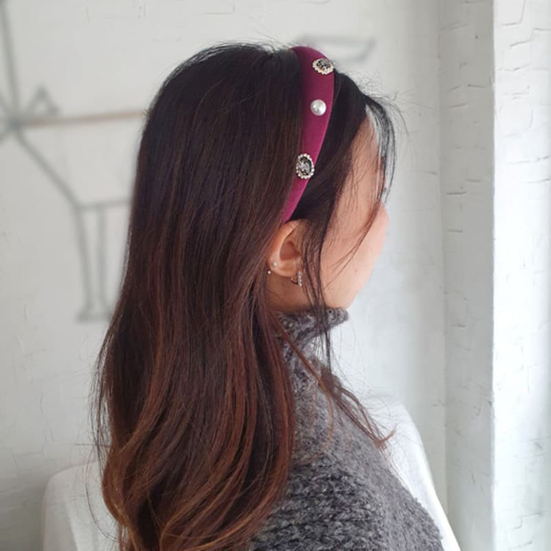 РАКОХА Бархатная Элизабет Повязка для волос Бархатная Элизабет Кристальная жемчужная повязка для волос