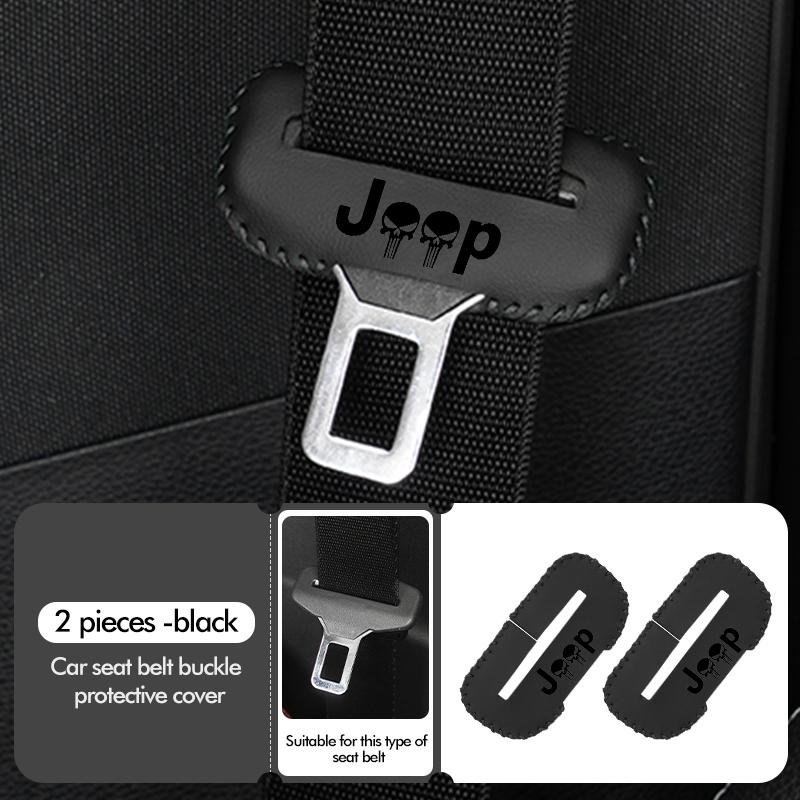 1/2pcs Car Leather Safety Belt Buckle Plug Protective Covers Interior Accessories For Jeep Grand Cherokee Patriot Renegade AMP1