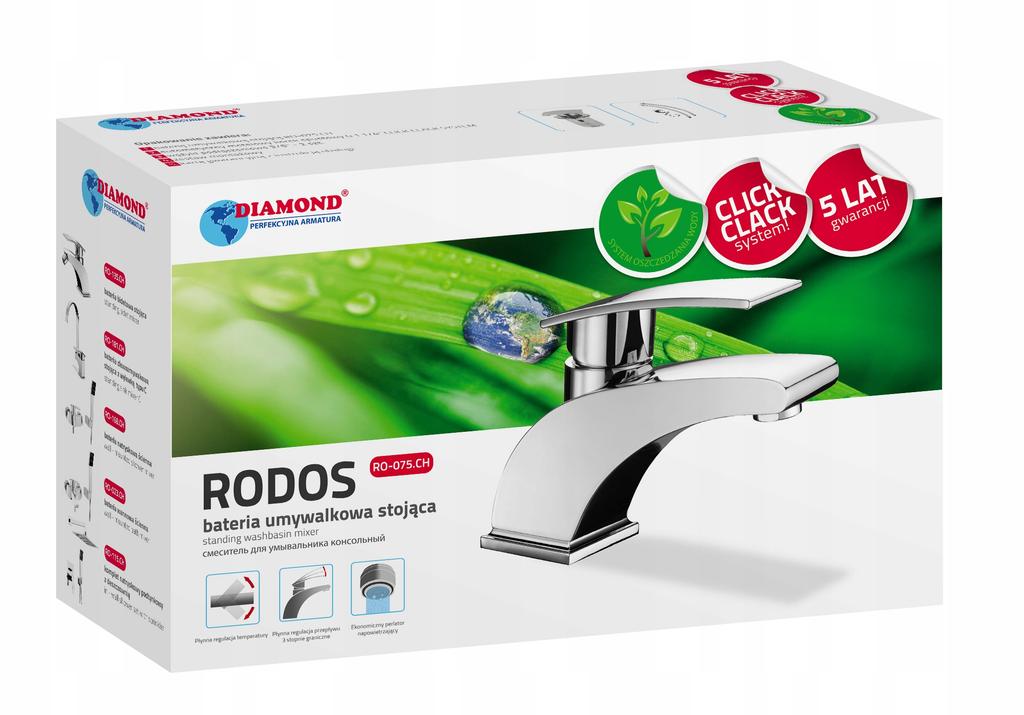 Bateria Umywalkowa Stojąca Rodos Chrom