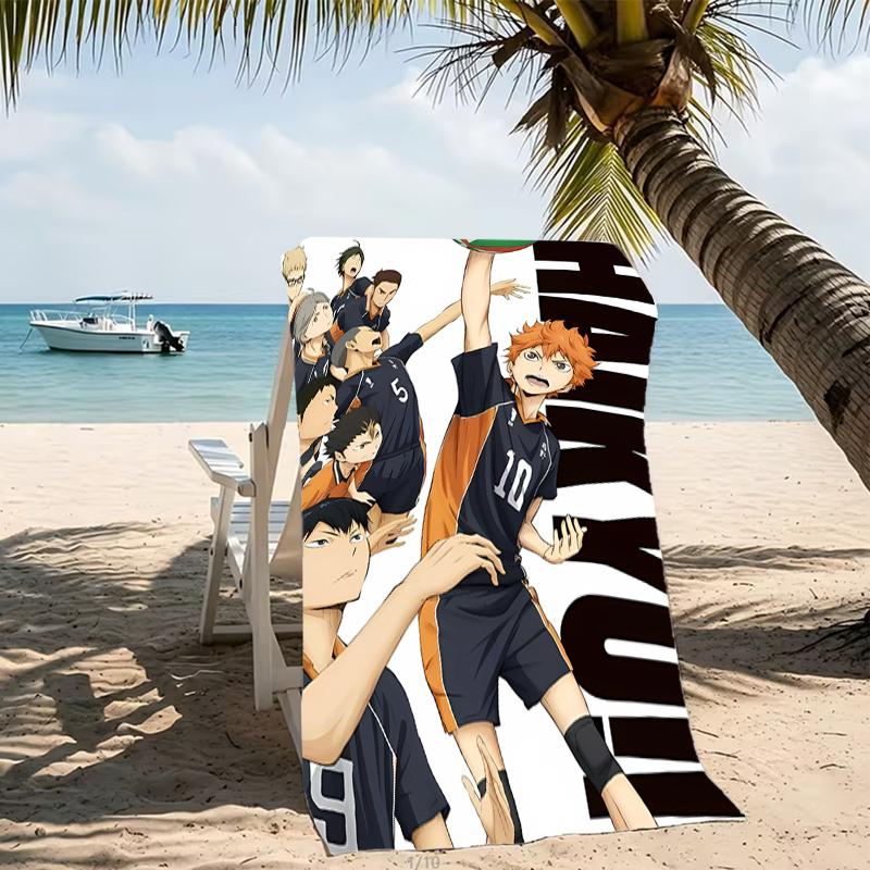 Пляжное полотенце с принтом Haikyu - мягкое, впитывающее, можно стирать в машине. Легкое и современное, для плавания, незаменимое в путешествиях