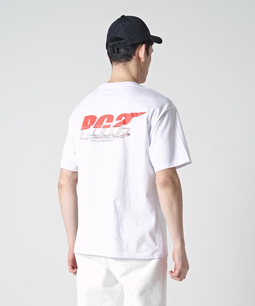 PIGLES Italic Logo Lettering Short Sleeve T-Shirt (White)