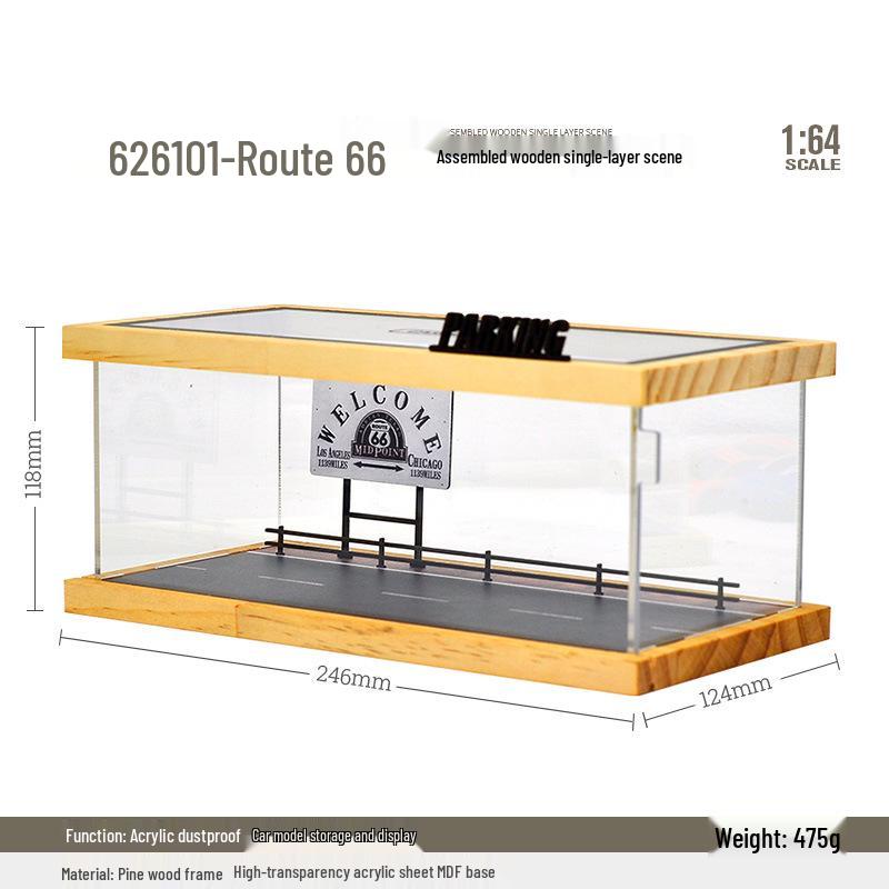 1:Коробка для хранения и демонстрации игрушечных машинок масштаба 1/64 для сцены модели парковки Pop Mart