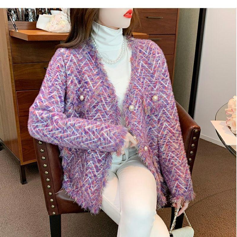 Повседневное короткое пальто женское, весна-осень 2023, новый кардиган с кисточками и длинными рукавами, пальто высокого класса, кардиган с v-образным вырезом, женский топ