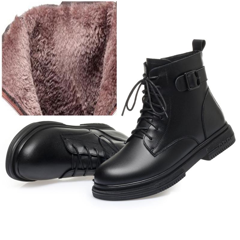 Women's Winter Boots Large Size  Genuine Leather Non-slip Women's Snow Boots Natural Wool Warm Women's Ankle Boot
