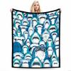 Shark Pattern Keep Warm, Blue Ocean ThemeFlannel Blanket for Bedroom, Living Room, Sofa, and Nap