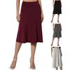 Юбка женская Yousheng длиной до колена, летняя повседневная юбка-трапеция с высокой талией, расклешенная, эластичная, простая юбка-миди с отворотом