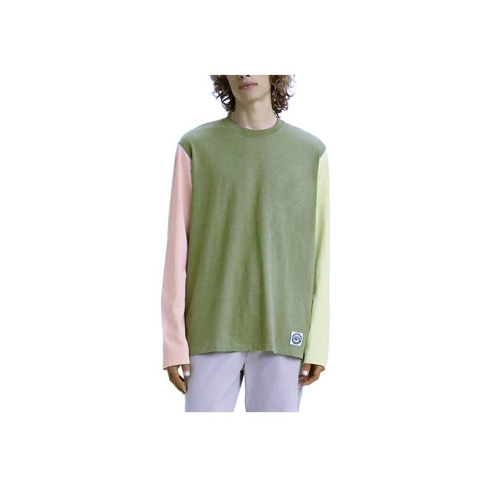Мужская повседневная футболка с длинным рукавом и круглым вырезом Levis Color Block, топы, зеленый A4998-0001