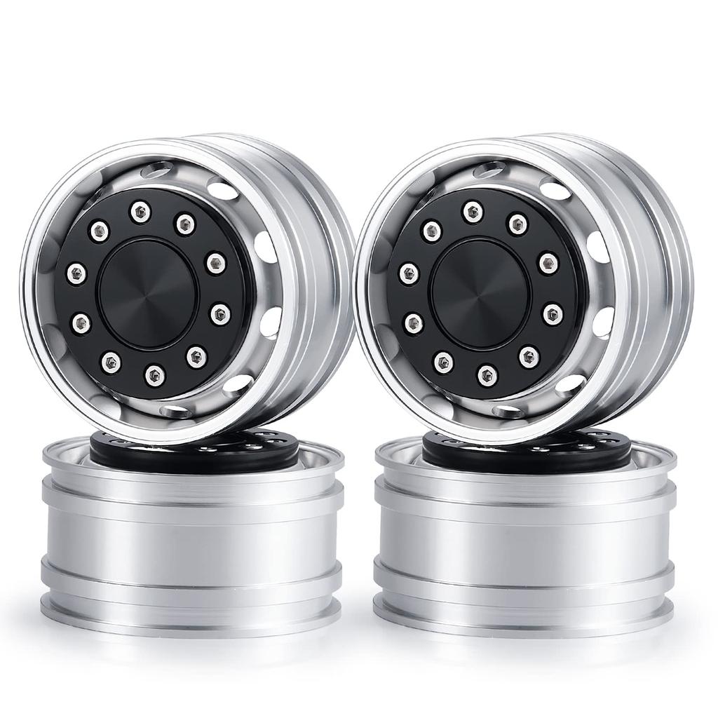 TRZX Metal Front Wheel Rim Wheel Hub for 1/14 RC Tamiya Trailer Truck Car (4pcs)