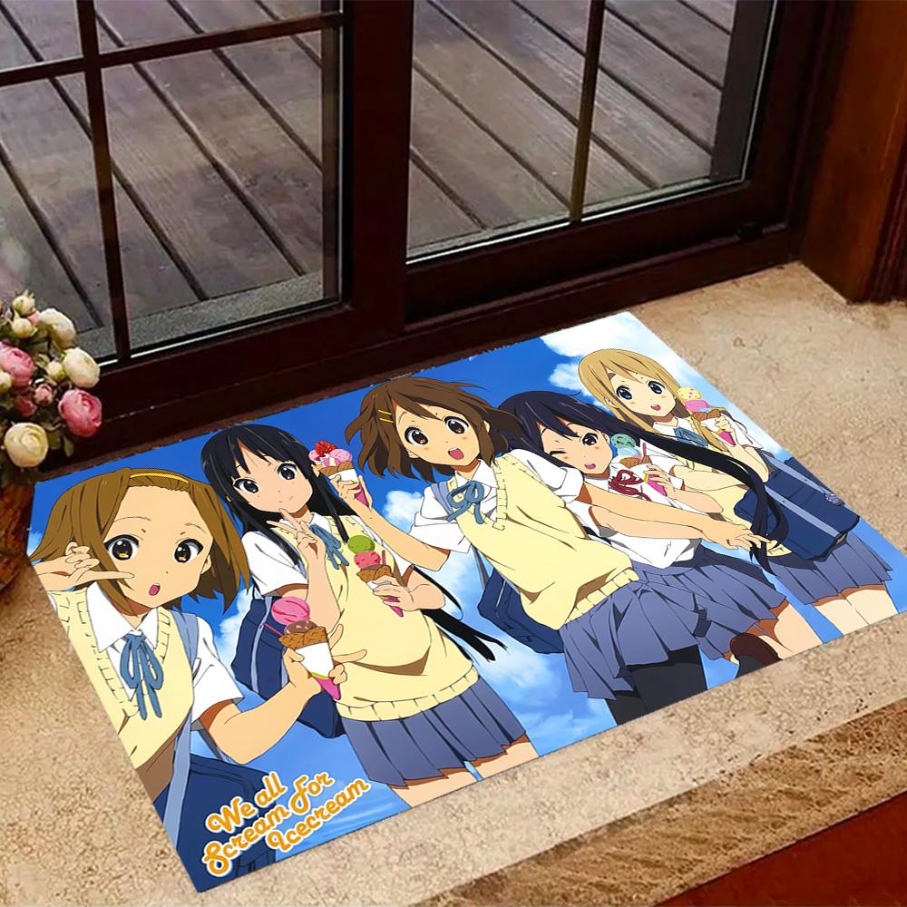 K-on! Group Pose Themed Anti-Slip Rugs - Polyester Home Decor, Suitable for Bedrooms, Living Rooms, Doorways, Studios, and Decorations