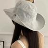 Striped Pattern Korean Version Hat Simple Design Big Eaves Simple Travel Hat Korean Style Shading Function Striped Bucket Hat
