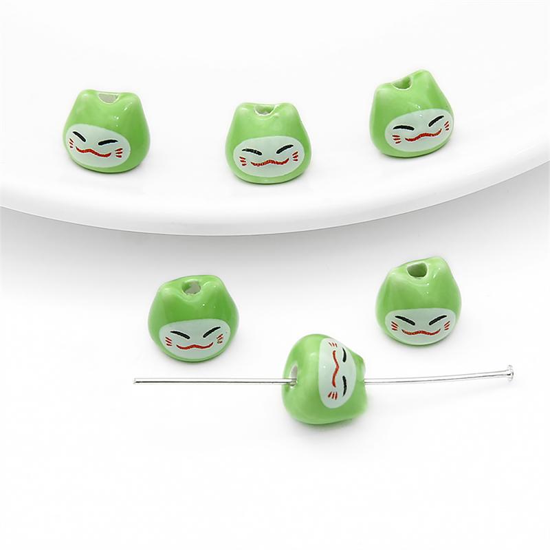 5/10 шт. 10x9 мм ручная роспись керамические бусины Lucky Cats цветочная глазурь фарфоровые бусины-разделители для изготовления ювелирных изделий DIY подвески браслет ожерелье ремесла